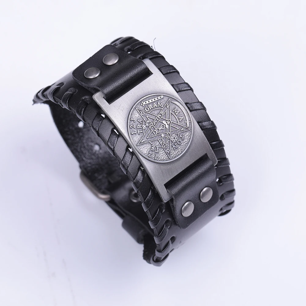 Skyrim широкие кожаные браслеты манжеты Соломоновы пентаграммы язычные