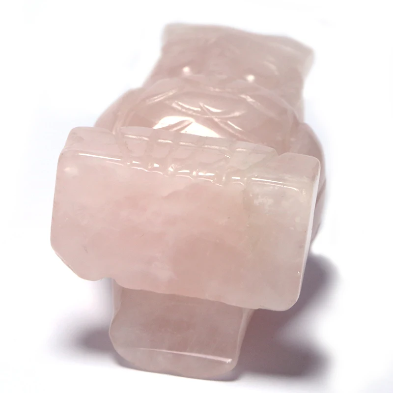 Розовый камень сова статуя ручной работы порошок кристалл животное резной орел