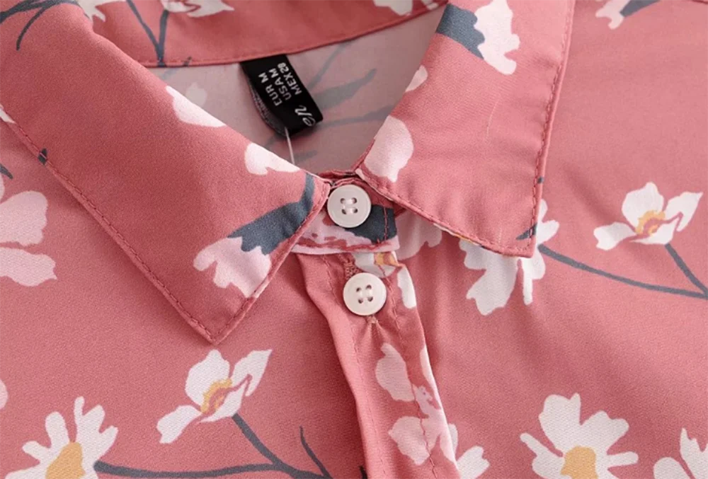Женские топы и блузки Blusas Mujer de moda Цветочная блузка с длинным рукавом розовая блузка рубашка летний топ Корейская одежда