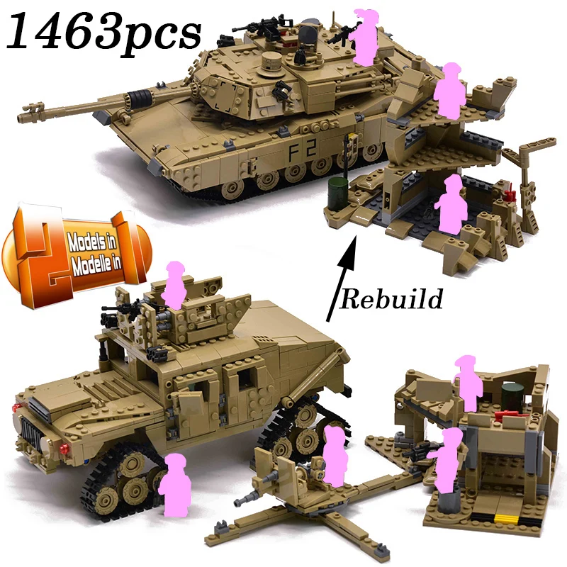 Kazi военный M1A2 Танк 1463 шт кирпичи Abrams основной боевой танк строительные блоки наборы модели 2в1 совместимые игрушки