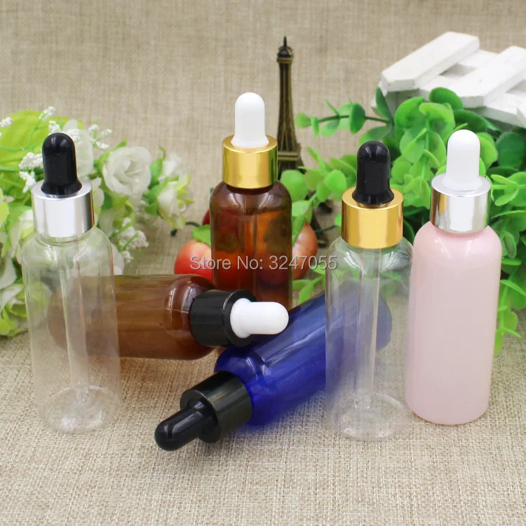 Пластиковая бутылка для эфирных масел 50 мл прозрачная/коричневая/синяя/розовая