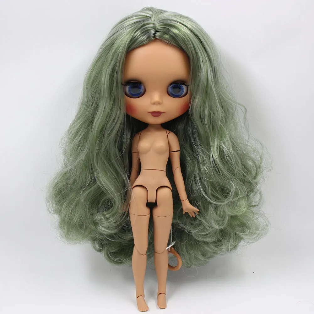 B nude doll ICY Nude Blyth изготовленная на заказ кукла No. BL4299/9084 зеленая смесь серебряные волосы 1/6 bjd, pullip, licca, jerryberry - Цвет: B nude doll
