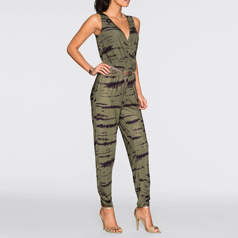 New Women Sleeveless Printed Jumpsuit Ladies Casual Party V Neck Playsuit Romper | Женская одежда