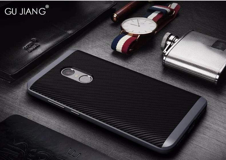 Роскошный брендовый чехол GU JIANG для Xiaomi Redmi Note 4 силиконовый двухслойный защитный