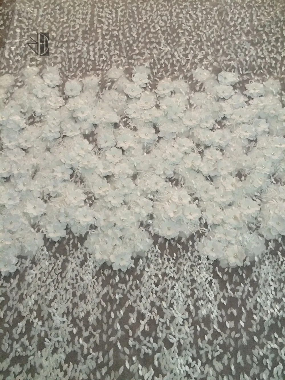 

3d flower z-han7132 embroidery lace with beads luxury french net lace fabric for bridal dress
