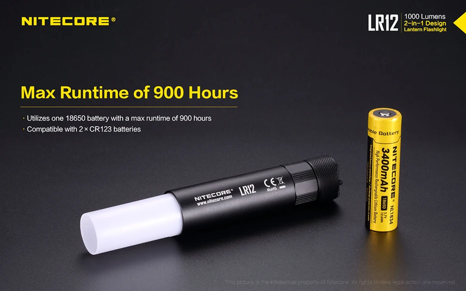 NITECORE LR12 ультра яркий мини-фонарик два в одном кемпинг прожектор многоцелевой фонарик