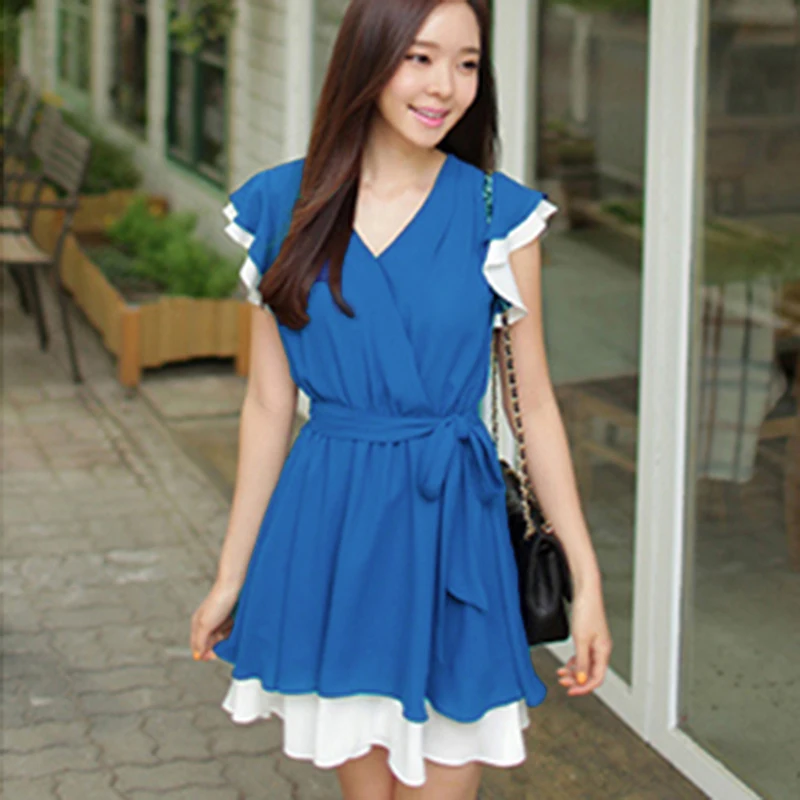 Middle school students aged 13-15-17 2014 academy summer dress female small fresh long Princess | Женская одежда