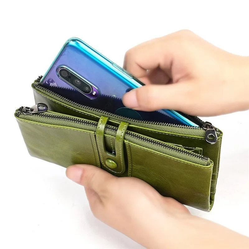 Известный бренд, коровья кожа, RFID кошелек для женщин, на застежке-молнии, Walets, натуральная кожа, Женский кошелек, длинные женские кошельки, женский клатч