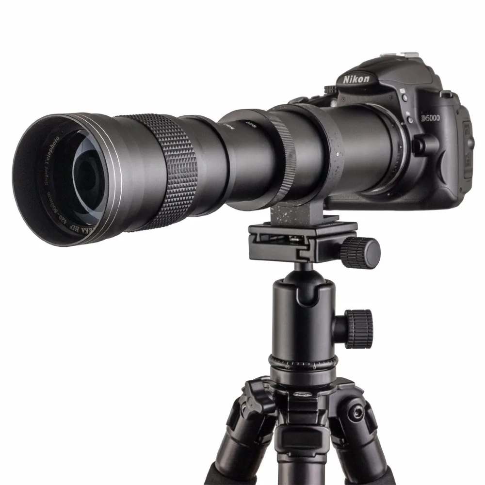 Фотообъектив 420 800 мм с ручным зумом и кольцом адаптера T2 + фильтр 3 в 1 2