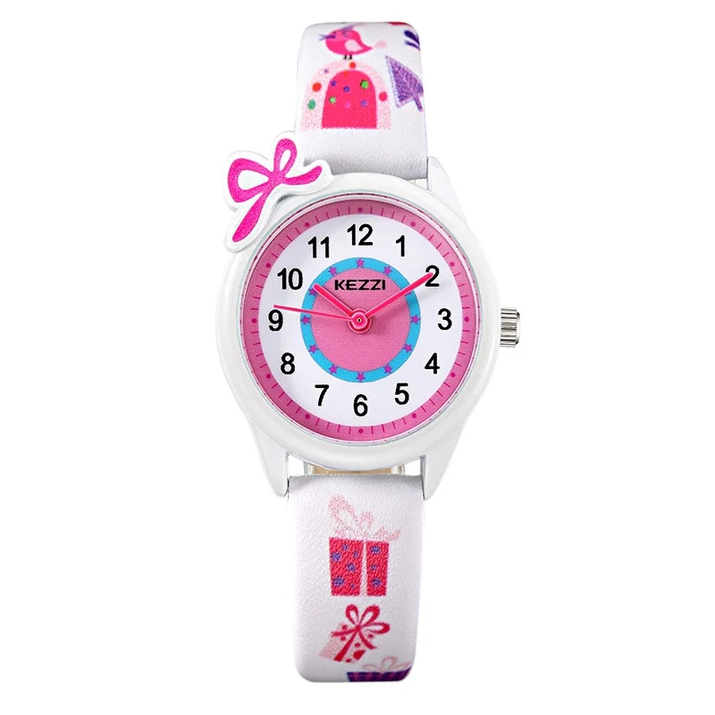 HongKong Brand KEZZI Cartoon Watch Diamond Cute Sweet Bear Hear Watches Leather Children Sport Girls Boys Woman Wristwatch | Наручные