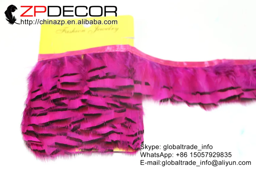 Zpdecoration 10 ярдов/партия 5 см (2 дюйма) ярко розовый цвет крашеный Chukar Partridge перьевая