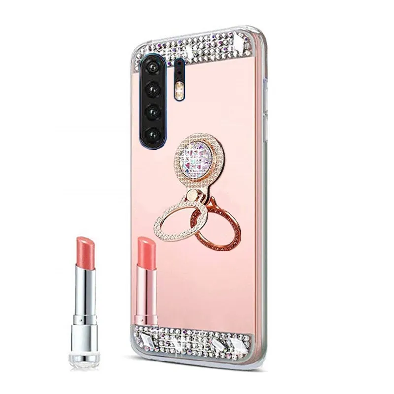 Чехол для телефона Huawei P30 Pro с 3D сияющим кристаллом и зеркальным кольцом задняя