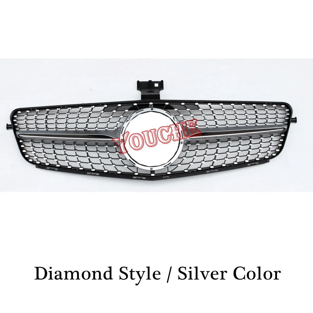 Diamond Silver W204 GT Алмазный гриль C63 AMG стиль передний капот решетка для Mercedes C W204 C180 C200 C250 C300 C350 2008 - Цвет: Diamond Silver