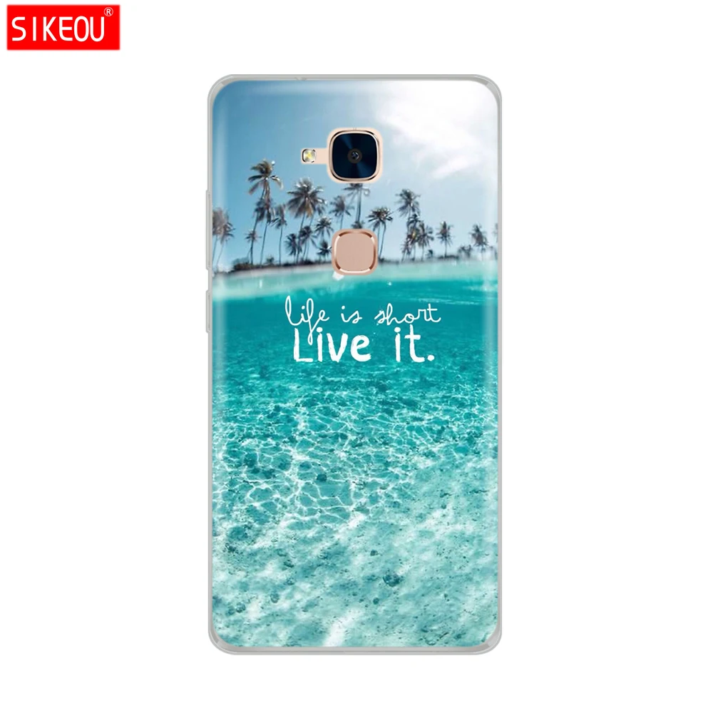 SIKEOU cover phone case for huawei honor 5C soft tpu sillicone transparent summer flower lion tiger cat painting |