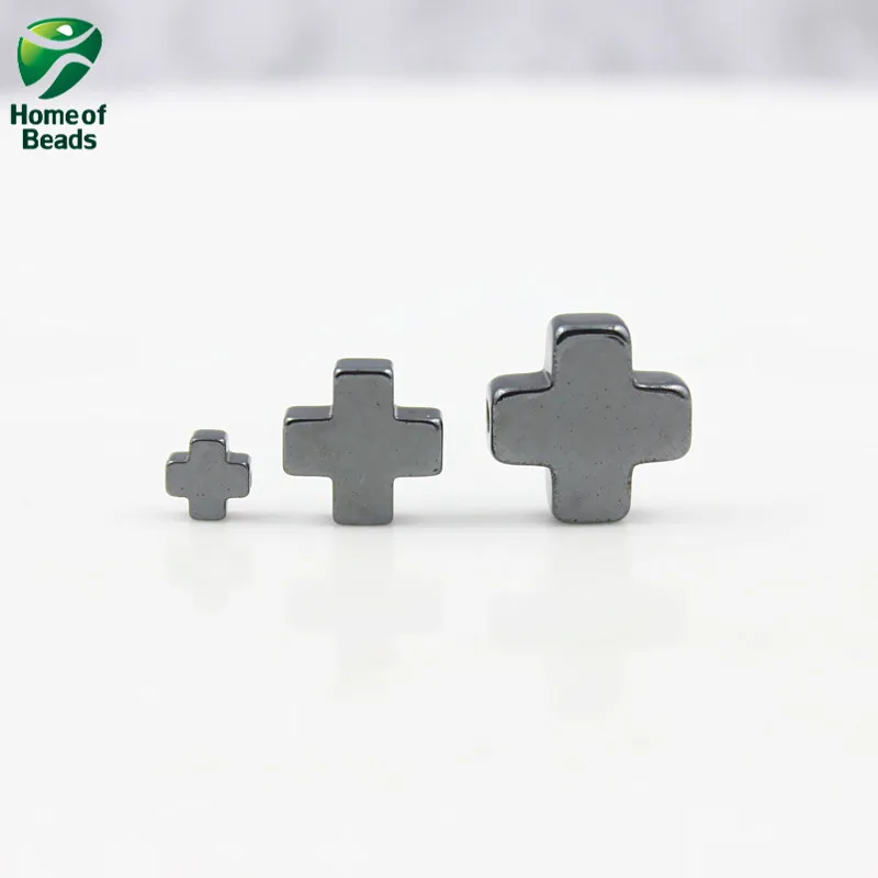 AAA Качество натуральный камень гематит свободные крест бусины черный 4 8 10 12 мм (20