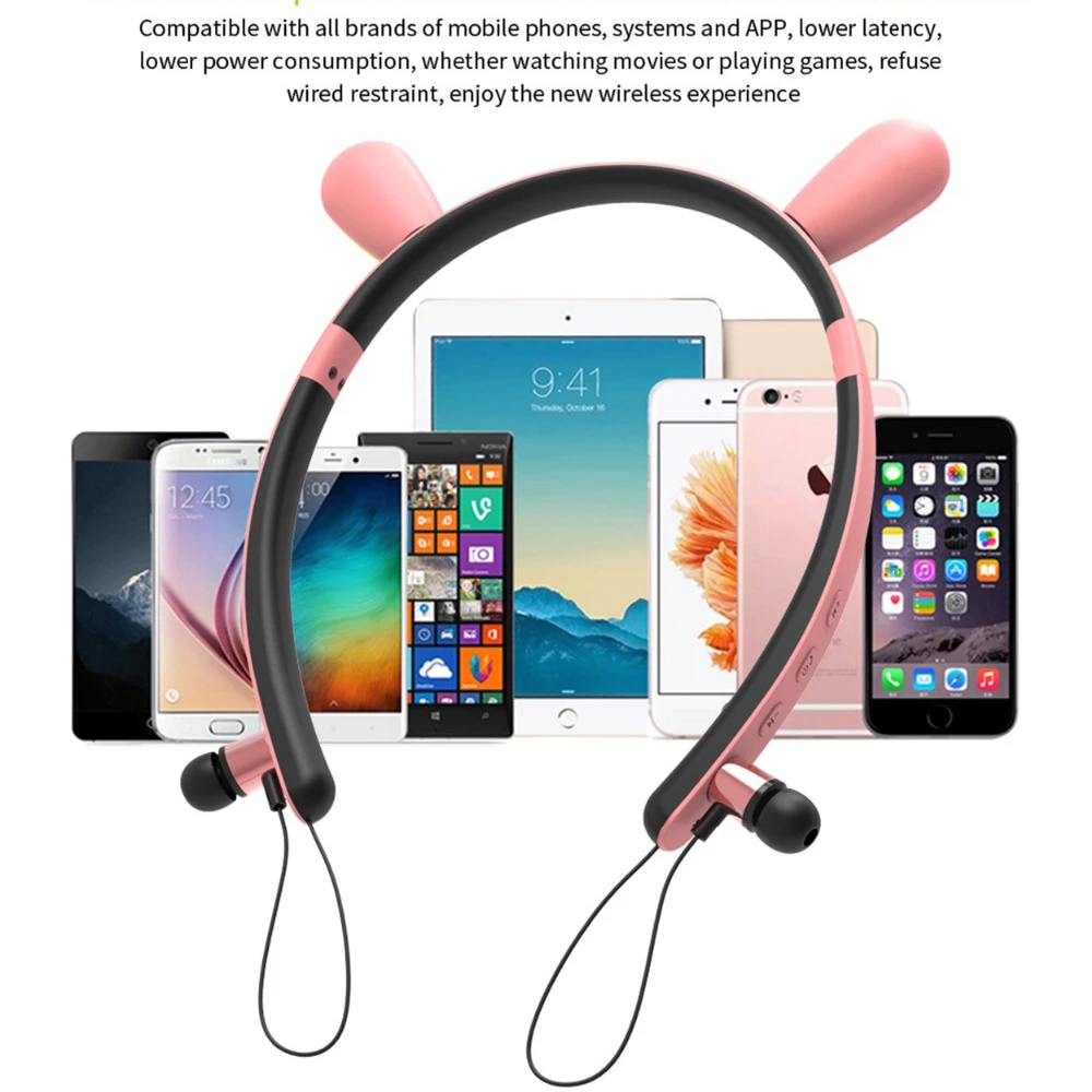 Bluetooth наушники милый кот Косплей беспроводные стерео магнитные гарнитура с