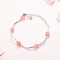 female beautiful fashion silver plated jewelry sweet strawberry crystal ball temperament trick peach bracelets sb116