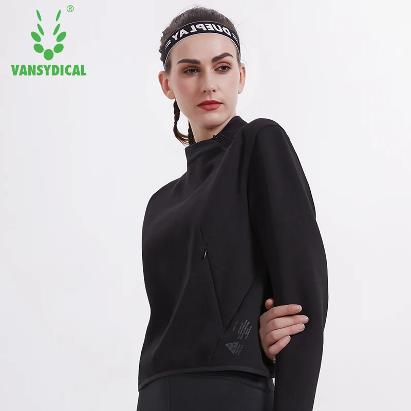 Vansydical осенне-зимние спортивные топы для бега и йоги женский тонкий пуловер с