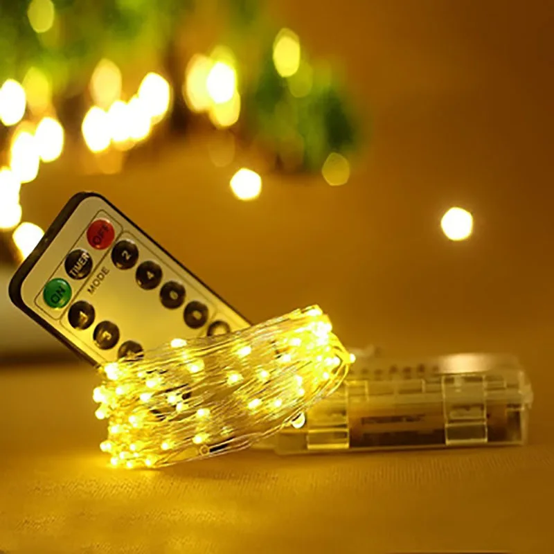 5m copper Wire Battery LED String Light with Remote Controller Wedding Christma Party Holiday Halloween Decoration light | Лампы и