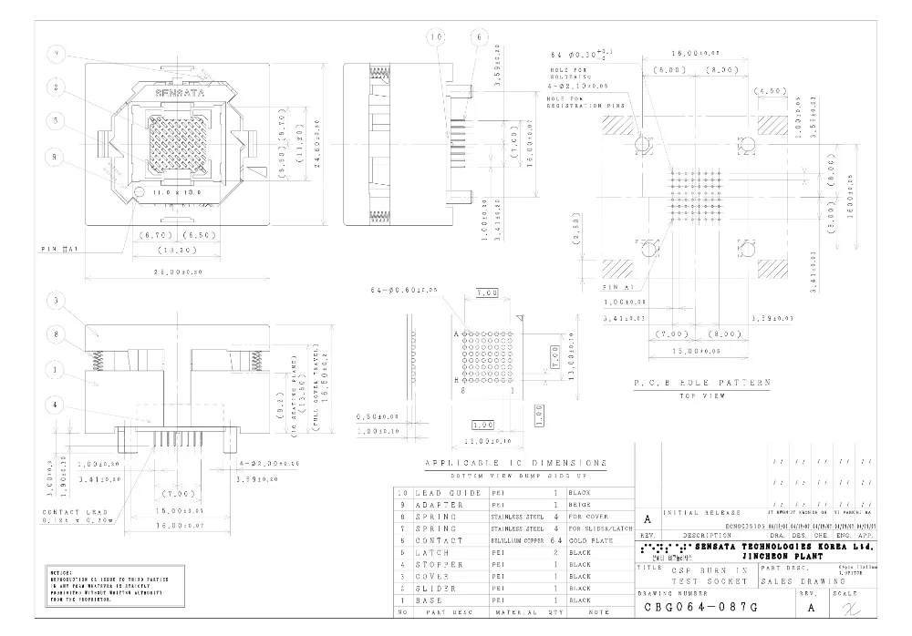 BGA64 IC испытательное сиденье/тестовое гнездо/испытательный стенд 11*13 мм 1 0 для