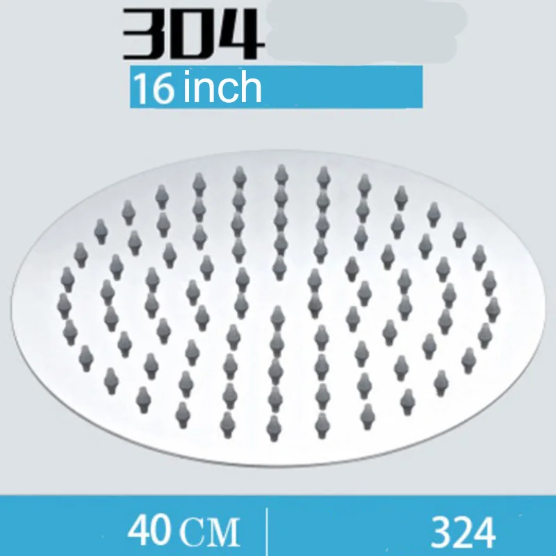 16c Shower Head 304 лейки для душа Нержавеющая сталь Лейка для душа безопасно для полива головка ультра-тонкие большие объемные лейки для душа 6/8/10/12/16 дюймов - Цвет: 16c Shower Head