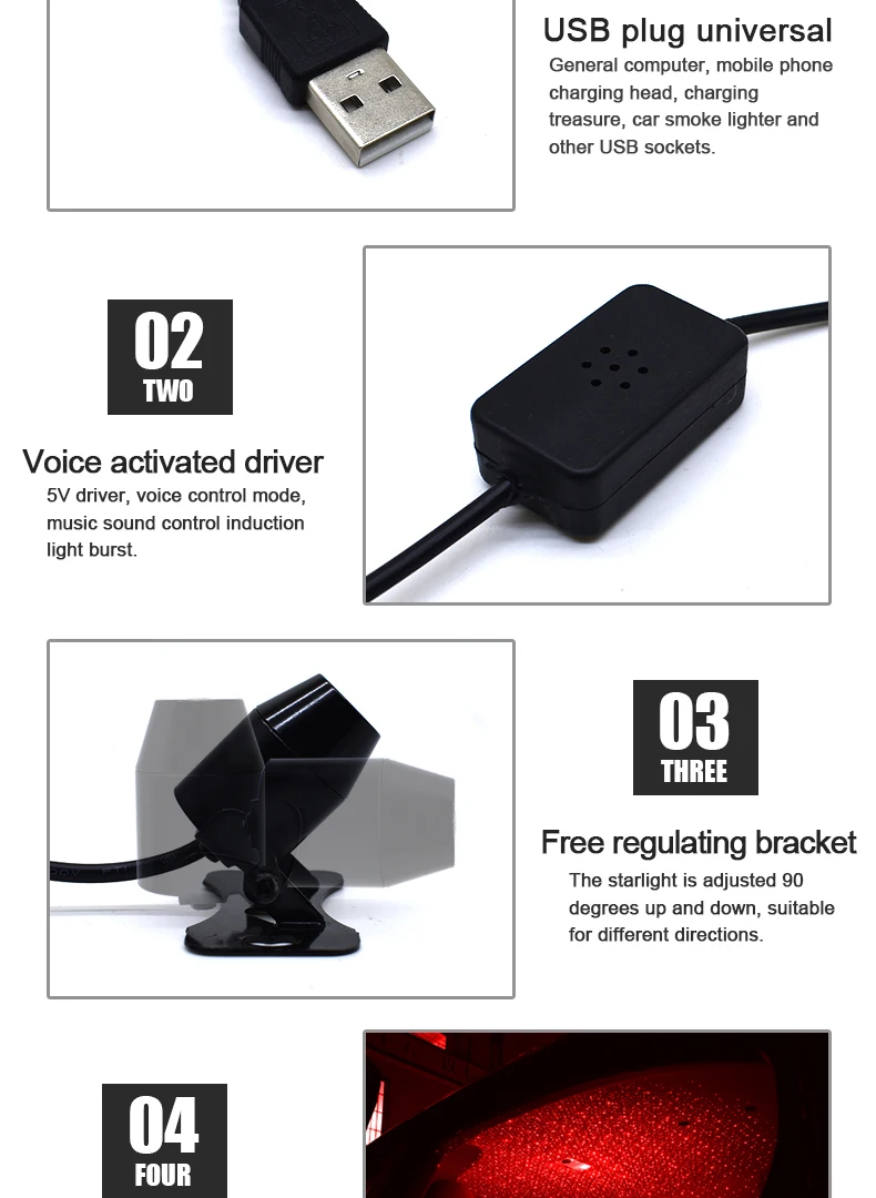 Светильник для украшения автомобиля светодиодный USB проектор звездное небо
