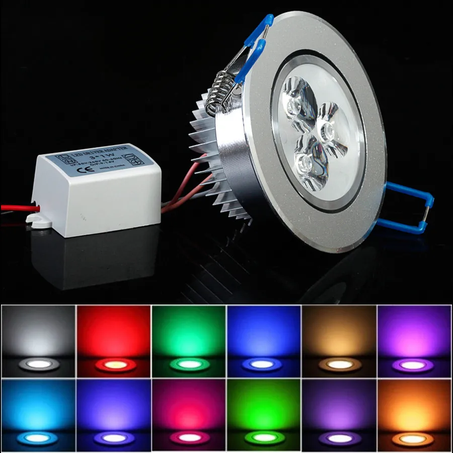 1X светодиодный потолочный светильник RGB красный синий зеленый белый теплый встраиваемый потолочный светильник AC85-265V Точечный светильник светодиодный светильник ing