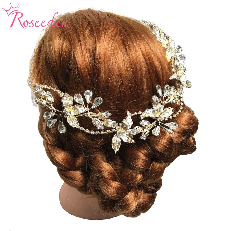 

Romantic Gold Silver Color Rhinestone Hair Vine handmade Bridal hair wear Headband Wedding Jewelry Hair Ornaments RE720-2