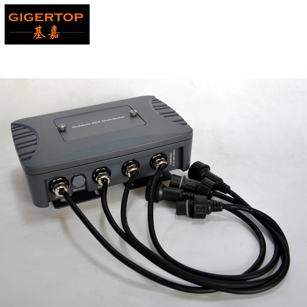 للبيع Freeshipping للماء في الهواء الطلق DMX Spliter 2 طريقة المهنية الإضاءة المعدات وحدة للماء كارنو مشترك الألومنيوم حالة
