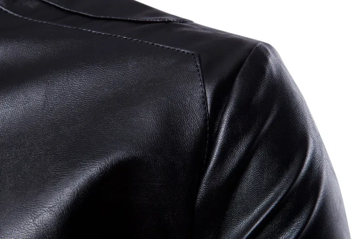 Мужская кожаная куртка бомбер из ПУ кожи с воротником стойкой|leather jacket men|motorcycle