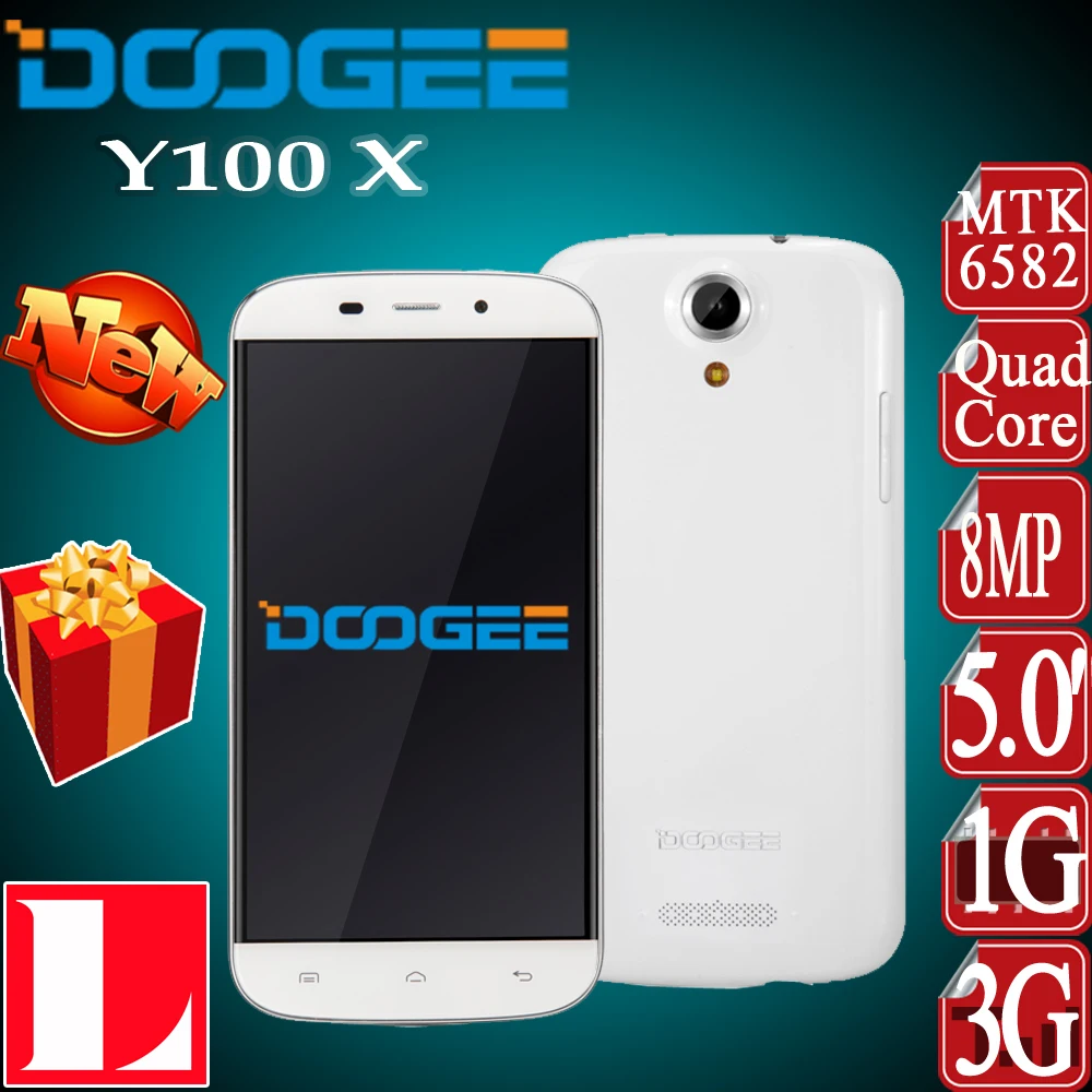 In Stock Original Doogee Nova Y100X MTK6582 Quad Core 5.0 Inch HD 1GB RAM 8GB ROM 8.0MP Camera 2200mAH Android 5.0 Mobile Phone