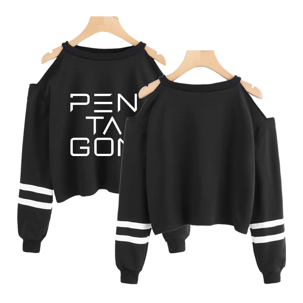 Stary kids kpop Толстовка короткий свитшот с открытыми плечами модные короткие сексуальные хип-хоп Пентагон kpop укороченные толстовки для женщин