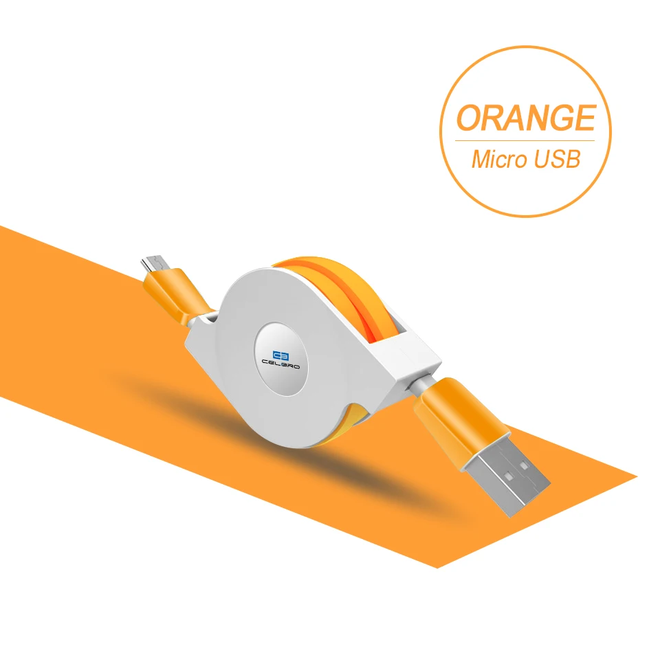 orange Выдвижной микро плоский кабель Usb 3 2 метра Mikro Usb Kablo для huawei Honor 9 Lite Y6 7x8 8x Max P8 Lite 7c шнур зарядного устройства для телефона - Тип штекера: orange