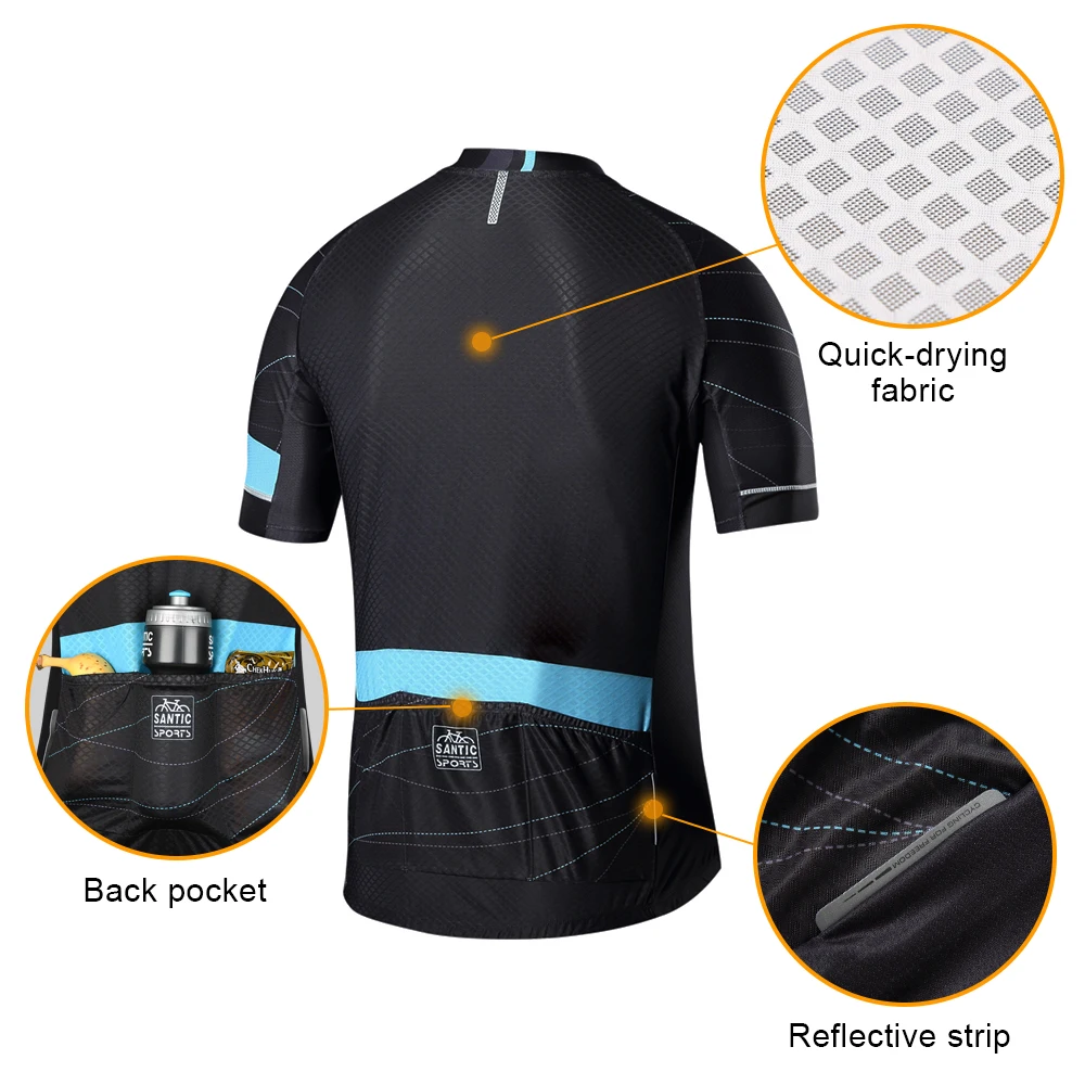 Santic Мужская велосипедная майка Pro Fit, два цвета, противоскользящие рукава, манжета для шоссейного велосипеда, MTB, короткий рукав, дышащие майки K7M2026