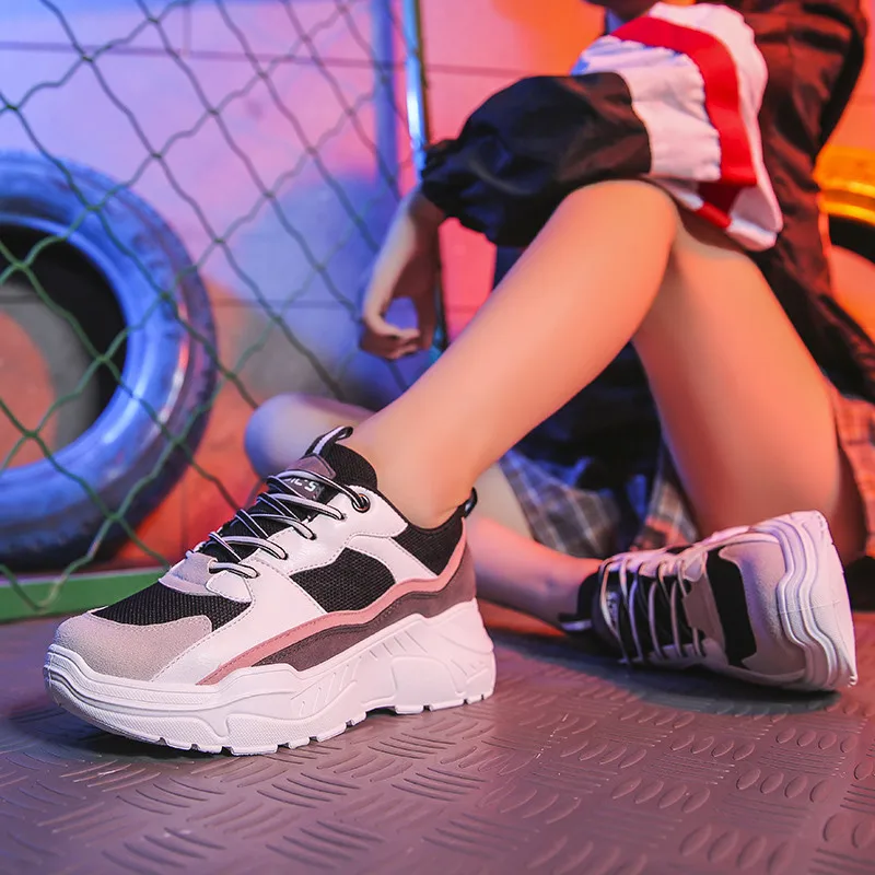 2019 новые массивные кроссовки для Для женщин обувь с подошвой из