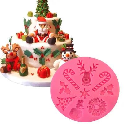 

Christmas Elk Shaped Cake Mold Silicone Snow Fondant Mold Sugar Craft Cake Decorating Snowman Christmas Silicone Mold H852