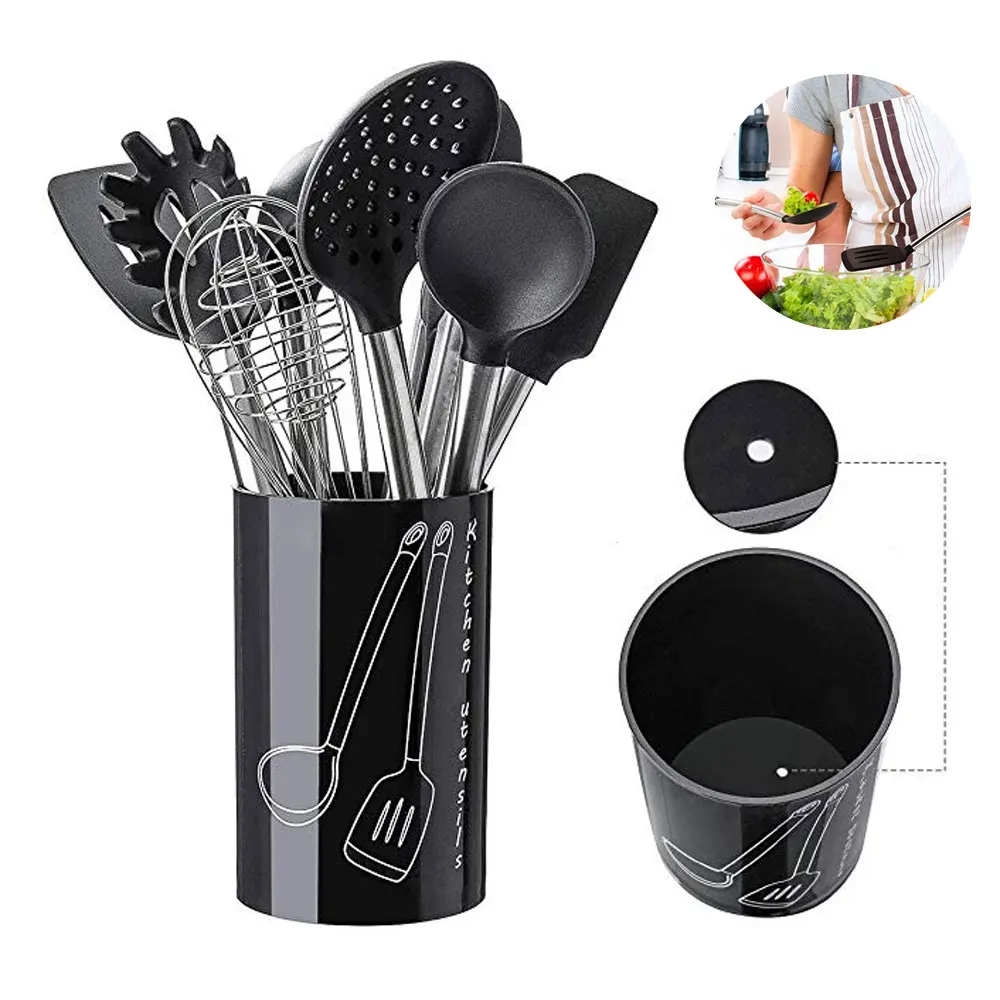 9 шт./компл. силиконовая посуда наборы из нержавеющей стали Ручка Кухонные