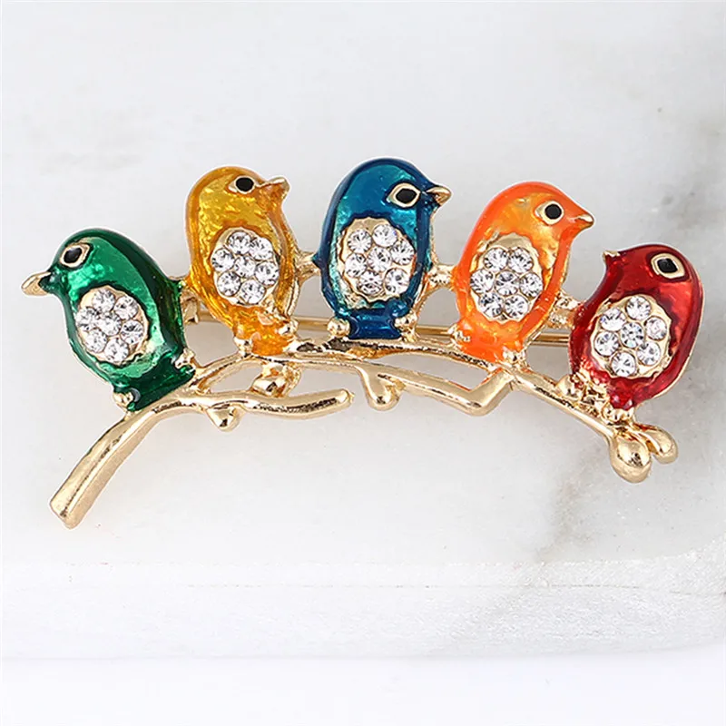 Изящная женская брошь с эмалью Five сексуальная птицей ювелирные булавки броши для