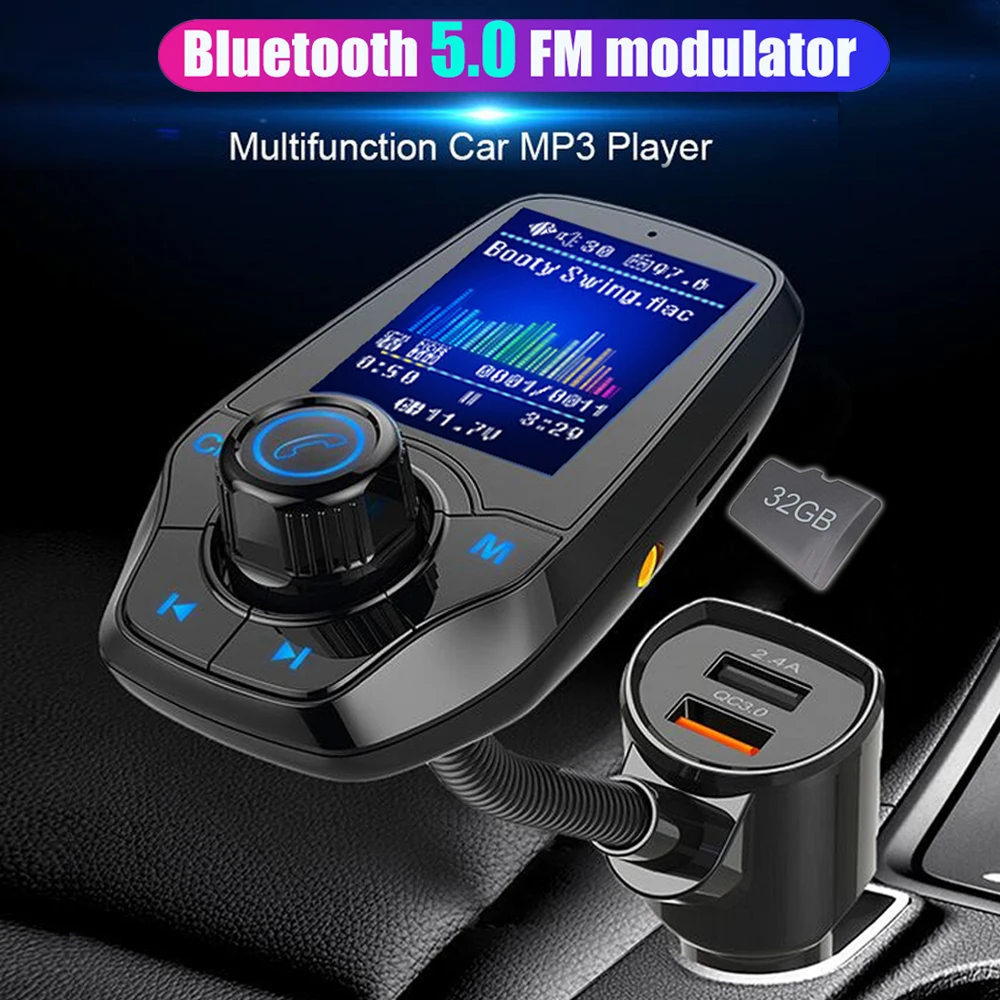 Автомобильный Bluetooth-модулятор JINSERTA 3 5 мм AUX FM mp3-плеер два USB-порта быстрая зарядка