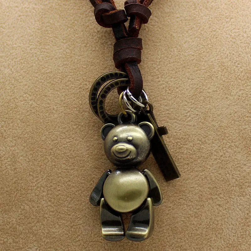 Длинная цепочка из натуральной кожи хорошего качества ожерелье с подвеской для