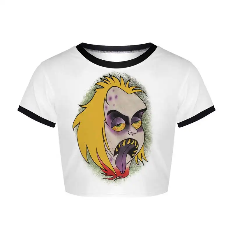 B105726 Summer Rock Punk T Shirt Women Streetwear Skull Unicorn Printed Short Sleeve Loose Black Harajuku Brand Tee Shirt Femme Top - Цвет: B105726