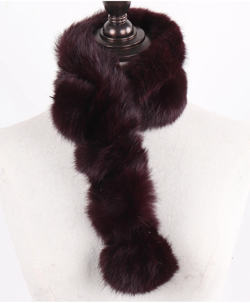 New Lady Real Natural Rabbit Fur Scarf Women Winter Fashion Knitted Rabbit Fur Muffler Natural Soft Warm Real Rabbit Fur Scarves