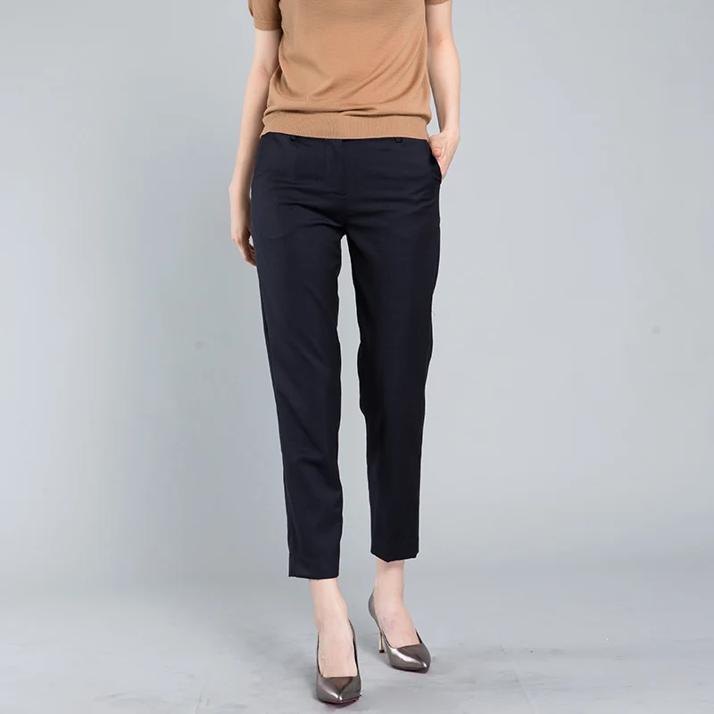 Женские смесь шерсти и шелка темно-ПР брюки 2017 Осень | Женская одежда