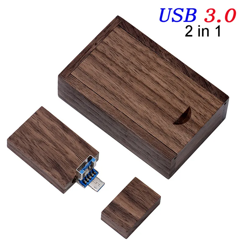 walnut JASTER 2 в 1 OTG флеш-накопитель USB 3,0 64 ГБ 32 ГБ 16 ГБ 4 ГБ U диск Флешка для смартфона карта памяти, Флеш накопитель - Цвет: walnut