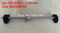 1pc sfu2505 1100mm ballscrew with end machined 1set bk20bf20 support cnc parts