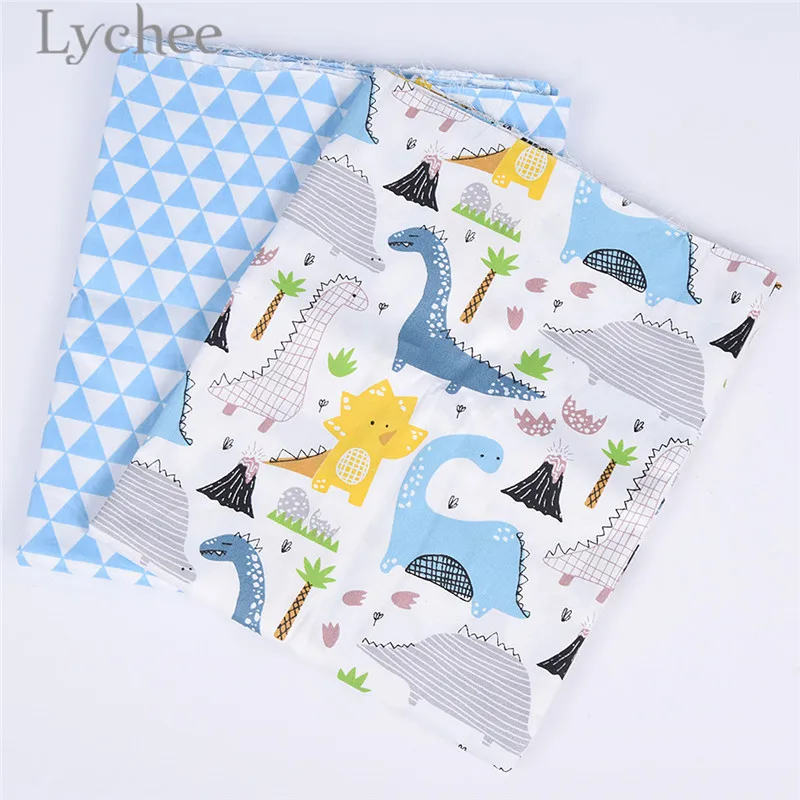 Lychee Life 50 см x 160 Чистый Хлопок мультяшный динозавр Ткань для шитья DIY материалы