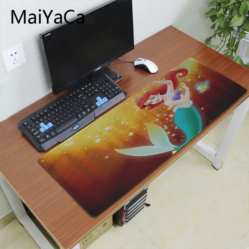 Lock Edge 30x60cm Maiyaca Принцесса Ариэль Русалочка анти-скольжение прочный резиновый Аниме Коврик для мыши 700x300 мм геймер большой Офисный Компьютерный стол коврик - Цвет: Lock Edge 30x60cm