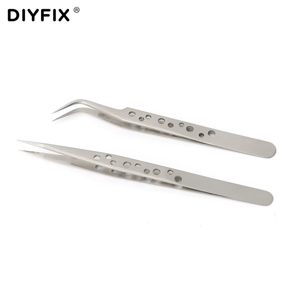 DIYFIX антистатические пинцеты прямые изогнутые щипцы для наращивания ресниц с