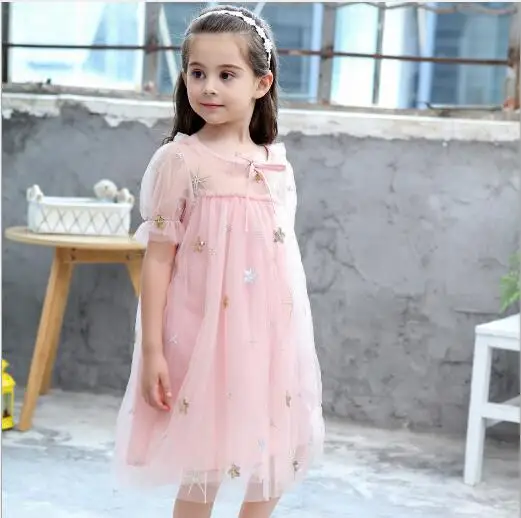 2 цвета летнее платье для девочек Детские платья принцессы с короткими рукавами и