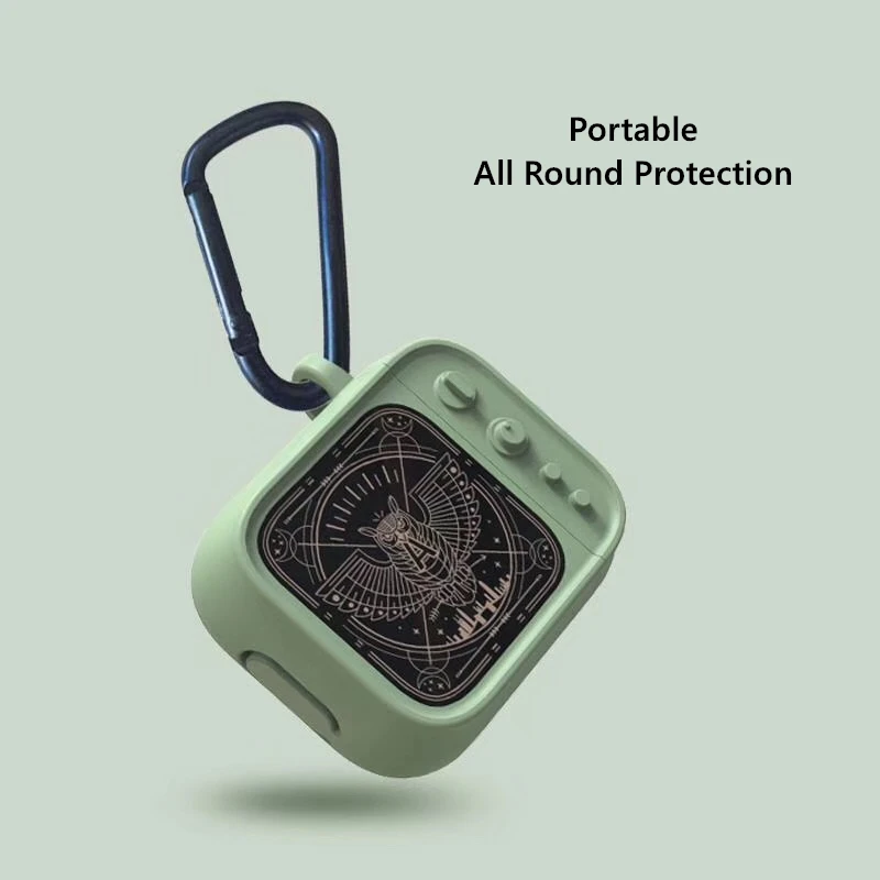 Tv-Shaped Portable Matte AirPods Case Anti-knock Anti-shock No Fingerprints Smudges All Around Protection Pattern in The Back |
